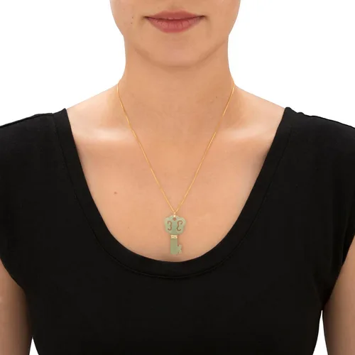 Miniatura 3 de PalmBeach - Colgante de llave de jade verde genuino de oro amarillo de 10 quilates (1.417 in), Metal, Jade