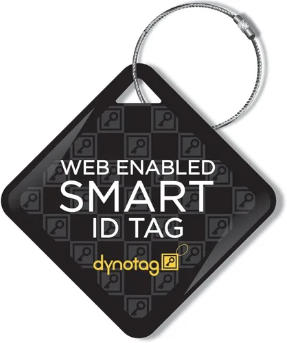 Dynotag Etiqueta de identificación inteligente habilitada para la web, etiqueta Delue Steel con bucle de acero trenzado, con DynoIQ y servicio de