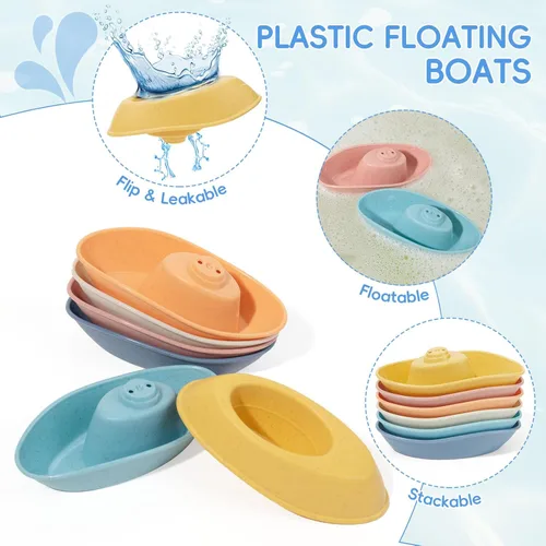 Miniatura 5 de Juguetes de Baño para Bebés para Niños de 1 a 3 años, Juego de 16 Piezas de Juguetes de Baño para Niños Pequeños de 2 a 4 años, Barcos y Cucharas