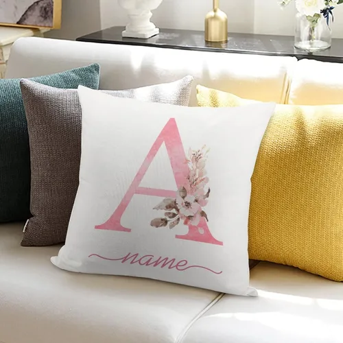 Miniatura 3 de Fundas de almohada personalizadas con nombre, fundas de almohada personalizadas, fundas de almohada personalizadas con letras y flores, regalo