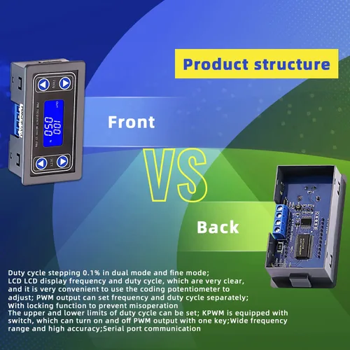 Miniatura 7 de Generador de señal ajustable, frecuencia de pulso PWM ciclo de trabajo rectangular onda cuadrada generador de señal DC 3.3-35V 5-30mA módulo