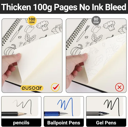 Miniatura 4 de EUSOAR Cuaderno de espiral en blanco, tamaño A4, 3 paquetes de 8.5 x 11 pulgadas, tapa dura, cuaderno de papel kraft en blanco a granel, bloc