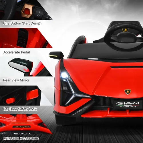 Miniatura 2 de INFANS Lamborghini Sian - Automóvil de 12 V para niños, control remoto para padres, suspensión de resorte, reproductor MP3, automóvil eléctrico