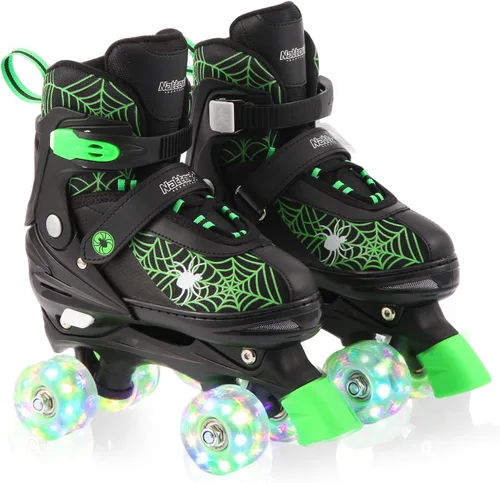 Miniatura 11 de Patines de ruedas Nattork para niños y niñas, patines cuádruples ajustables en 4 tallas para niños con ruedas iluminadas, genial regalo de rojo azul