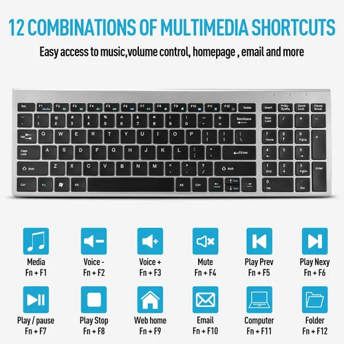 Miniatura 3 de Combo de teclado y ratón inalámbricos, conjunto de teclado y ratón inalámbricos compacto y silencioso 2.4G, diseño ultradelgado y elegante