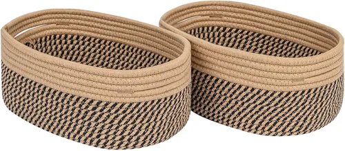 Miniatura 30 de CubesLand Cesta rectangular de organización/almacenamiento, cestas tejidas de cuerda de algodón natural para organizar, cesta pequeña para niños