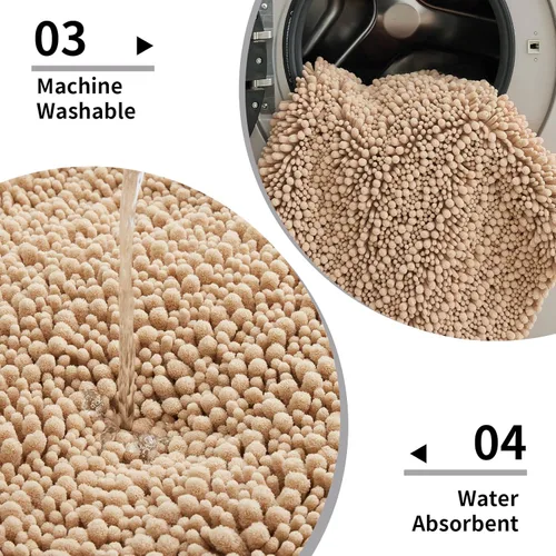 Miniatura 4 de Disolla Alfombra de baño pequeña, antideslizante, lavable, color beige, 17 x 24 pulgadas, súper absorbente, suave, alfombra de baño de felpilla