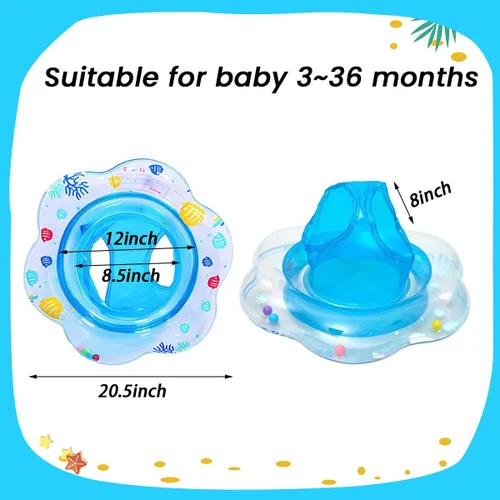 Miniatura 6 de Arcimatto Flotadores de piscina para bebés, balsa inflable con asa, asiento de seguridad doble, anillo de natación para niños, flotadores de agua