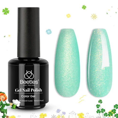 Miniatura 160 de Beetles - Esmalte de uñas de gel verde luminoso que brilla en la oscuridad, esmalte de uñas de gel que se absorbe con lámpara LED UV, arte de uñas