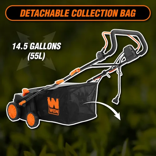 Miniatura 8 de WEN DT1516 - Desbrozadora y escarificador eléctrico de 15 amperios de 16 pulgadas 2 en 1 con bolsa de recolección, color negro