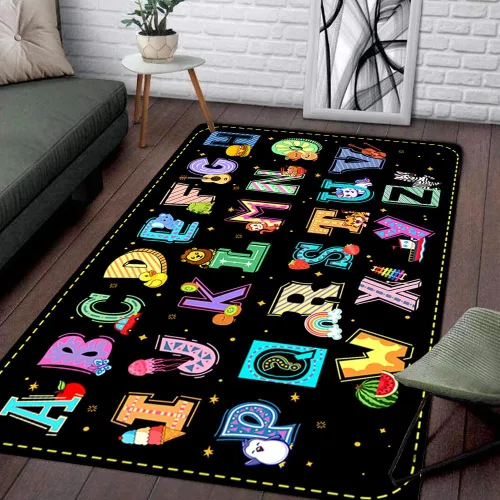 Miniatura 7 de Alfombras de aula para niños, alfombra colorida del alfabeto para dormitorio de niños, alfombra educativa para niños para sala de juegos, alfombra