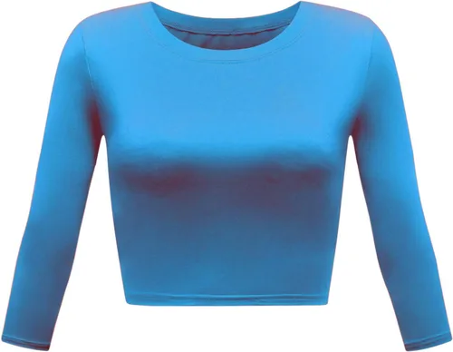 Miniatura 29 de Camiseta corta para mujer, cuello redondo, manga 3/4, casual, Y2K, linda camiseta corta para yoga
