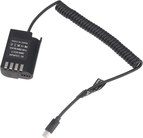 Miniatura 5 de FocusFoto USB 3.1 USB-C Tipo-C a DMW-BLK22/DMW-DCC17 Cable adaptador de alimentación de batería falsa decodificada para cámara Panasonic Lumix S5