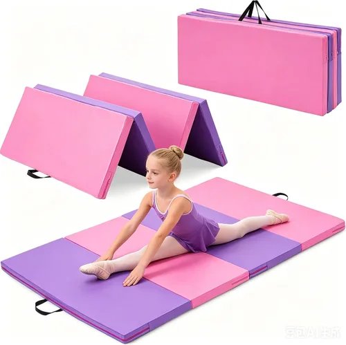 Miniatura 14 de Colchoneta de gimnasia, 3 x 6 pies, 4 x 8 pies, 2 pulgadas de grosor, plegable, para niños, para gimnasio en casa, ejercicio y juego 3x6FT-azul claro