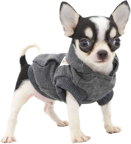 Miniatura 20 de LOPHIPETS Sudadera ligera de algodón para perros pequeños – Sudadera con capucha para chihuahuas, cachorros y razas en miniatura - Azul/XS