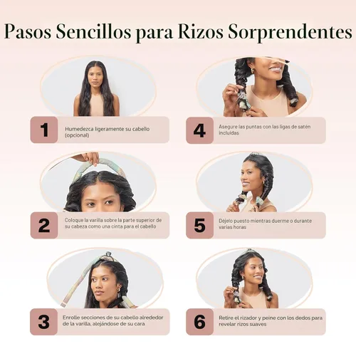 Miniatura 7 de Kitsch Juego de rizadores sin calor de satén – Rizos sin calor durante la noche con rizador de pelo de 34 pulgadas y 2 bandas elásticas de satén, 03