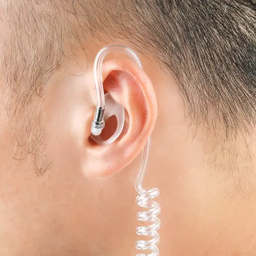 Miniatura 3 de Molde de oído de radio bidireccional de repuesto de silicona suave para auriculares de tubo de bobina acústica (negro, 2 pares medianos)