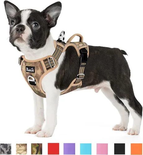 Miniatura 23 de SlowTon Arnés para perro sin tirones, arnés resistente sin estrangulamiento para mascotas, con 2 clips para la correa y mango vertical de fácil