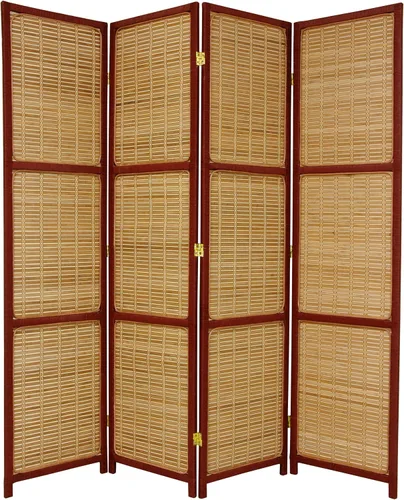 Miniatura 6 de Red Lantern Divisor de habitación tejido de 6 pies de alto, 4 paneles, marrón oscuro