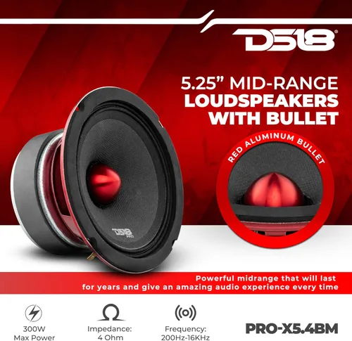 Miniatura 2 de Altavoz DS18 PRO de rango medio, cúpula en compresión de aluminio roja, altavoces de puerta de audio de alta calidad para auto o camión sistema