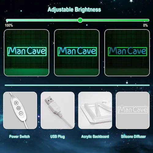 Miniatura 5 de YuanDian Letrero de Neón Man Cave, Luces de Neón para Decoración de Pared de Cuarto de Jugadores, Ideas de Regalo para Niños Gamers Sobrino Hombres