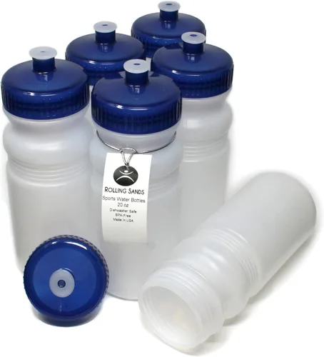 Miniatura 16 de Rolling Sands Botellas de Agua Deportivas de 20 Onzas Fabricadas en Estados Unidos - Paquete de 6 Botellas Deportivas en Blanco sin BPA para Equipos