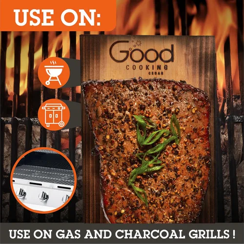 Miniatura 2 de Good Cooking Tablones de parrilla de alta calidad, paquete de 4, madera de cedro premium (5.5 x 11.5 pulgadas), tablones de madera natural para asar