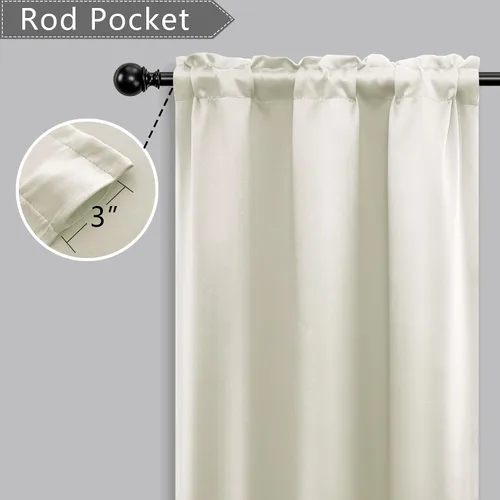 Miniatura 4 de Mrs.Naturall - Cortinas opacas cortas beige para ventanas pequeñas de 18x24 pulgadas de largo