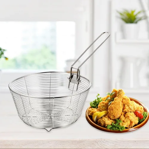 Miniatura 8 de Luxshiny Cesta de freír de alambre de metal, cesta para patatas fritas, asa resistente para un fácil manejo