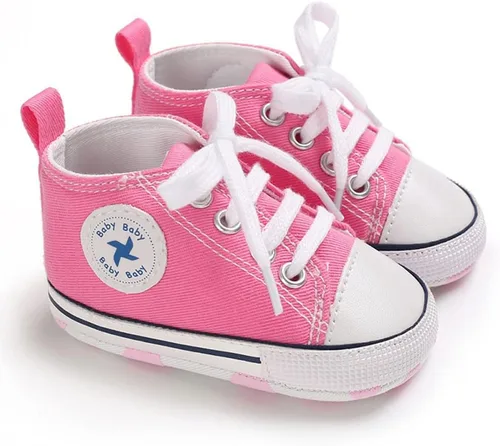 Miniatura 3 de Zapatos unisex para bebés, niñas y niños, suela suave, lona para recién nacidos, primeros pasos, zapatillas altas antideslizantes
