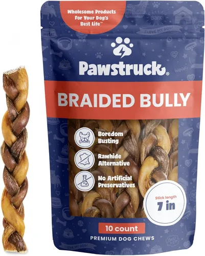Miniatura 13 de Pawstruck Bully Sticks trenzados 100% naturales de 5 pulgadas, bolsa de 1 libra, masticables para perros de un solo ingrediente sin cuero crudo