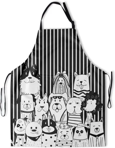 Miniatura 19 de Delantal con bolsillos, delantales para mujeres y hombres, delantal de cocina para cocinar, jardinería, servidor, camarera, pintura