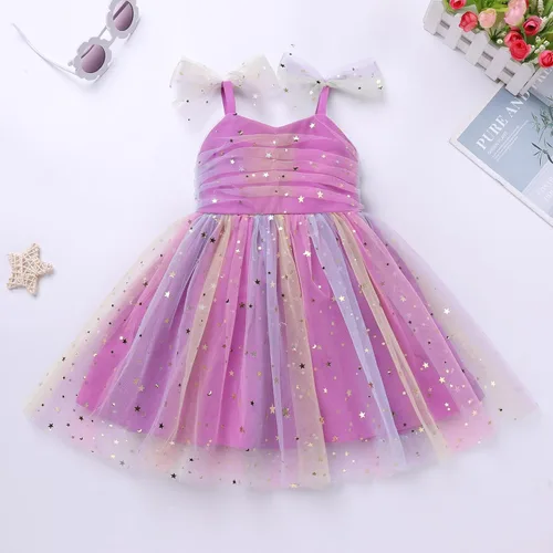 Miniatura 145 de IMEKIS Vestido de princesa de cumpleaños para niña pequeña, confeti brillante, bohemio, arco iris, pastel, sesión de fotos, traje para 1-6T