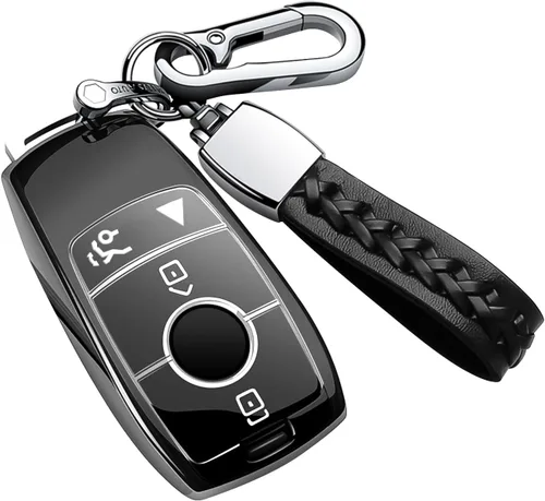 Compatible con funda para llavero Mercedes Benz con llavero, TPU suave protección de 360 grados para GLA GLE GLS 2020-2025 Clase S 2019-2023 Clase E