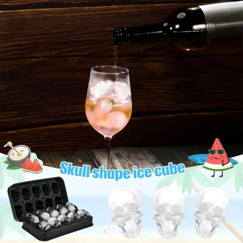 Miniatura 4 de Hoolerry Paquete de 2 moldes de silicona para hacer cubitos de hielo, bandeja flexible para cubitos de hielo para hornear whisky, chocolate y resina