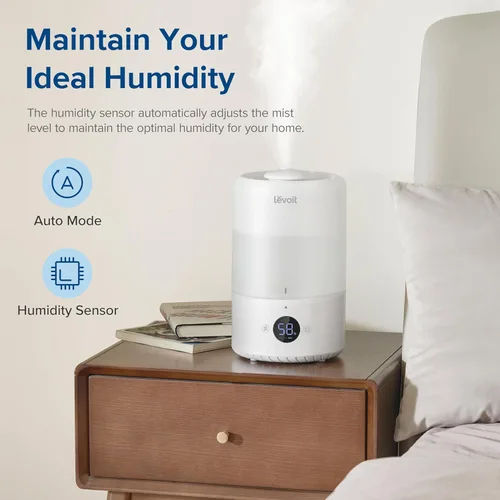 Miniatura 6 de LEVOIT Humidificadores para dormitorio y hogar, humidificador de aire inteligente de niebla cálida y fría para habitación grande y humidificadores