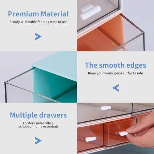 Miniatura 4 de Organizador de escritorio para manualidades y almacenamiento con 7 cajones planos, accesorios de escritorio de plástico apilables y organizador