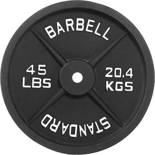 Miniatura 10 de Fitvids Placa de pesas estándar de hierro fundido de 1 pulgada para entrenamiento de fuerza y levantamiento de pesas, varios pesos disponibles