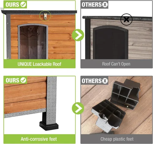 Miniatura 4 de GUTINNEEN Casa para perros a prueba de mordidas con marco de hierro de metal para perros al aire libre para jaula de perros pequeños, medianos