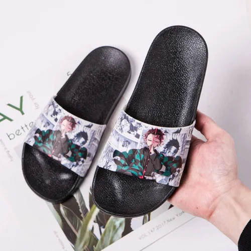 Demonio Slayer Zapatillas para Hombres Mujeres Kamado Tanjirou Nezuko Merch Antideslizante Anime Cosplay Slide Sandalias Regalos