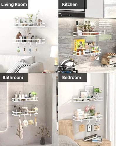 Miniatura 9 de Estante organizador de especias para montaje en pared, paquete de 2 unidades de 15.7 pulgadas [versión mejorada] Estante organizador de condimentos