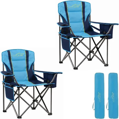 Miniatura 10 de FAIR WIND Juego de 2 sillas de camping totalmente acolchadas de gran tamaño, juego de sillas de césped resistentes con soporte lumbar ajustable