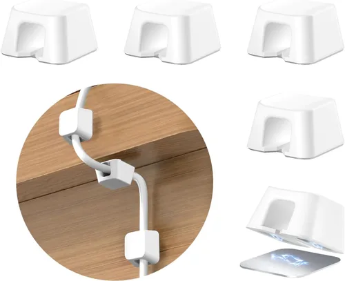 Miniatura 9 de Maveek - Clip magnético para cables, paquete de 5 soportes para cables, organizador de cables magnéticos, organizador de escritorio, pared, mesa