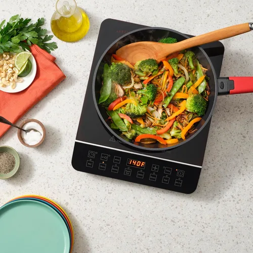 Miniatura 4 de Zavor Onyx - Placa de inducción, quemador eléctrico con 8 botones de inicio rápido, quemadores de bajo consumo para cocinar hasta un 50% más rápido