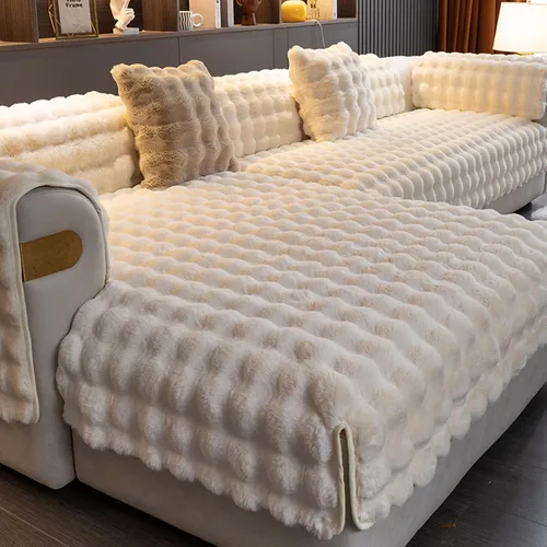 Miniatura 8 de EFELIM Funda de sofá de forro polar sherpa, funda de sofá de piel sintética para sofá modular en forma de L, funda de sofá modular de 1 2 a 3 Gris