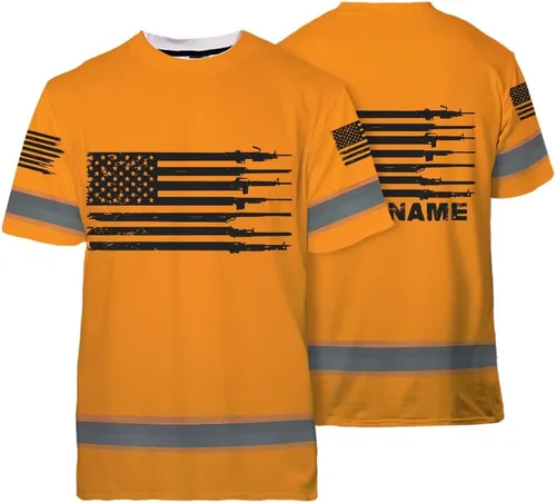 Miniatura 16 de Maddly Colección de ropa de trabajo de alta visibilidad con bandera de EE. UU., personalizada con nombre para trabajadores, corredores, camioneros