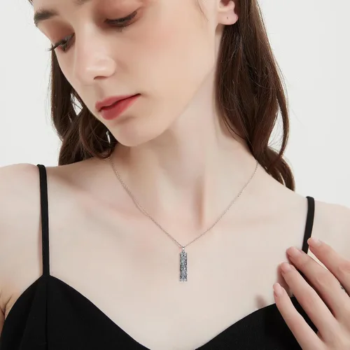 Miniatura 162 de Collar con colgante de urna de cenizas de cremación y árbol de la vida para mujer, plata de ley US1