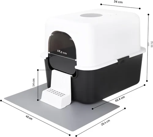 Miniatura 2 de Sfozstra - Caja de arena cerrada para gatos, color negro, entrada superior y frontal PP Material, Lift-Off Top for Easy Cleaning, High Sides