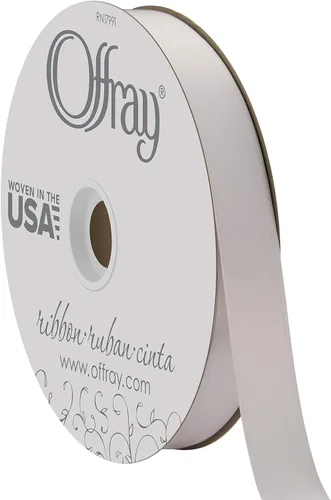 Miniatura 51 de Offray Cinta doble faz de satén, carrete de 7/8 pulgadas de ancho x 20 yardas, color blanco envejecido
