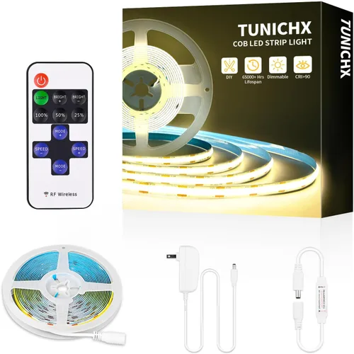 Miniatura 9 de COB - Tira de luz LED con certificación UL, CC de 12 V, tira de luz LED flexible, superbrillante, regulable, 16.4 pies, 1600 LED, de alta densidad